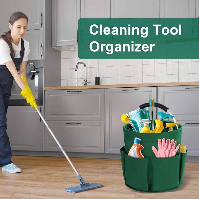 Bototack Cleaning Caddy with Handle, Cleaning Products Organiser, 17L Foldable Storage Basket, Cleaning Caddy Organiser, Portable Multi Cleaning Bucket Bag for Home, Garden (Green) - Image 3